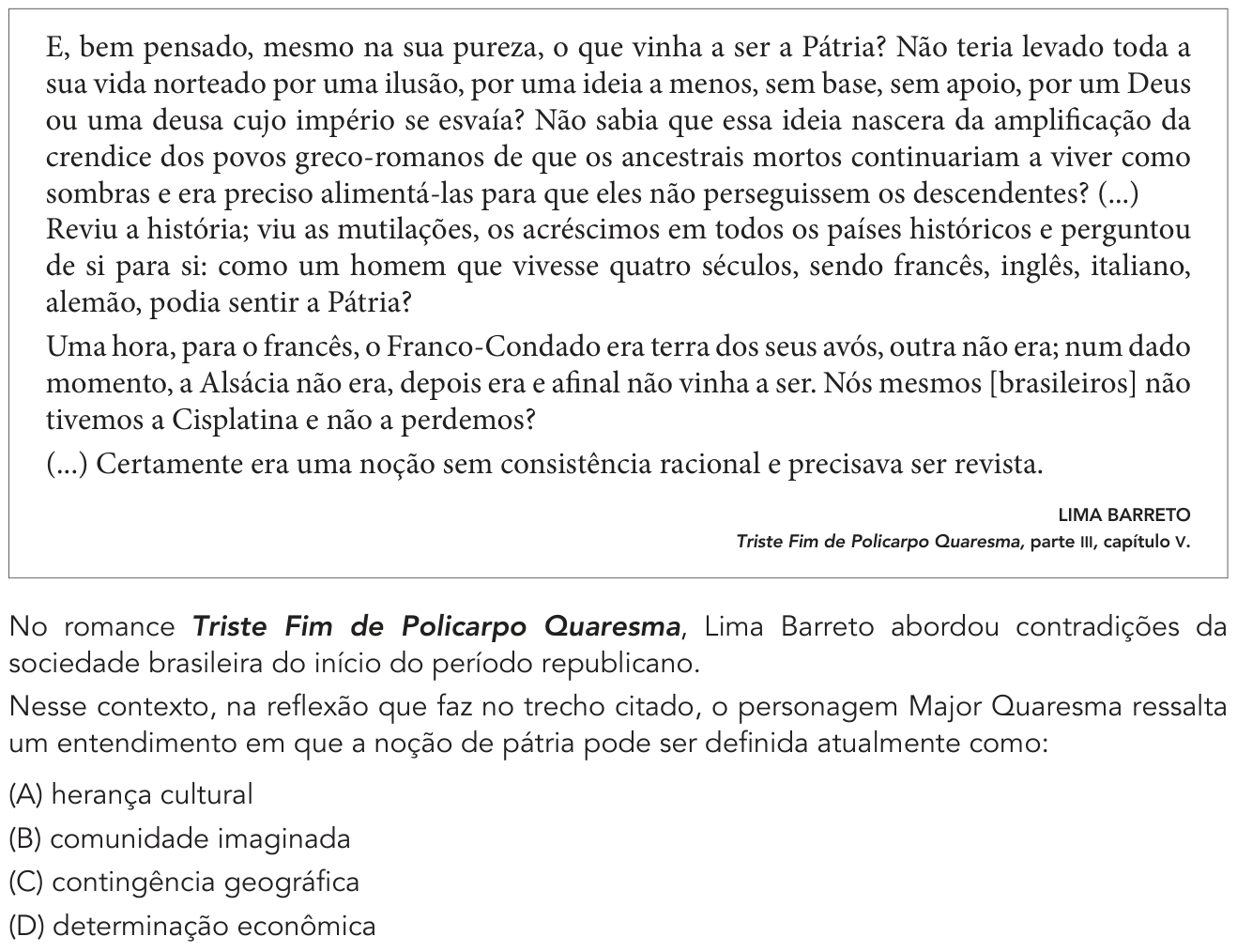 Questão 59 no caderno Exame Único da UERJ 2021