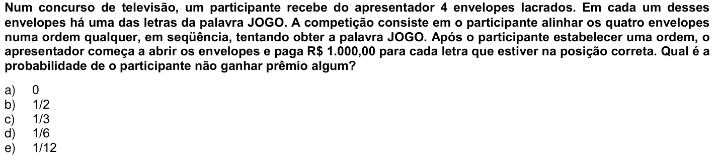 Questão 6 no caderno 1ª fase da UFPR 2005