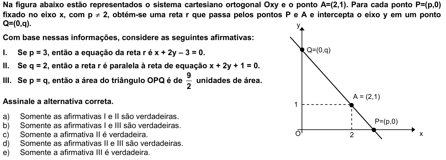 Questão 7 no caderno 1ª fase da UFPR 2005