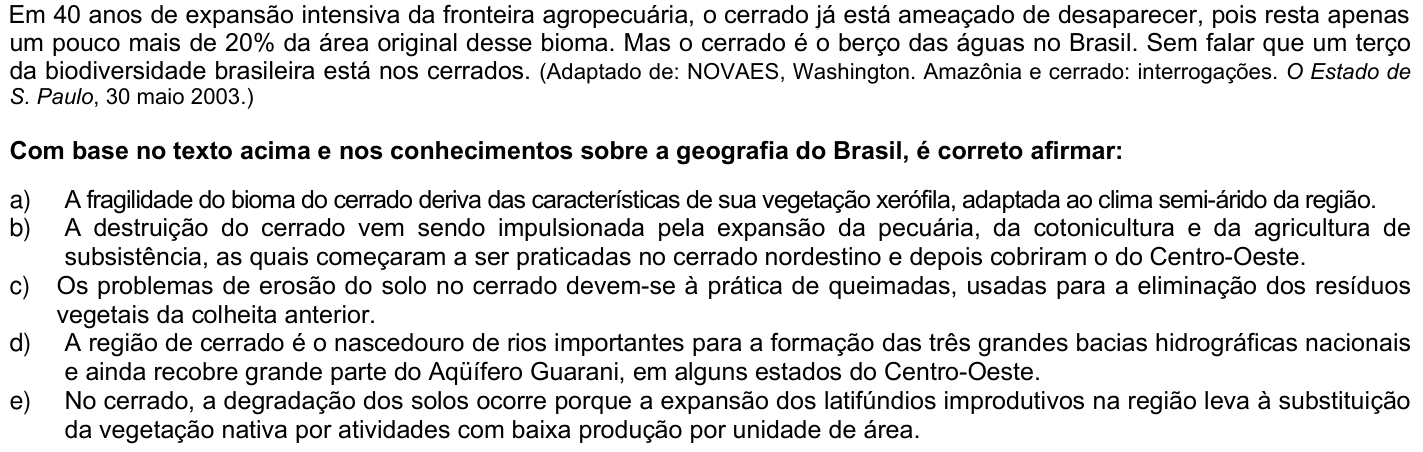 Questão 32 no caderno 1ª fase da UFPR 2005
