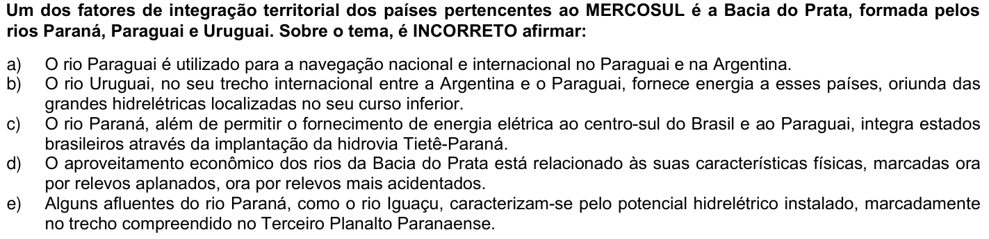 Questão 33 no caderno 1ª fase da UFPR 2005