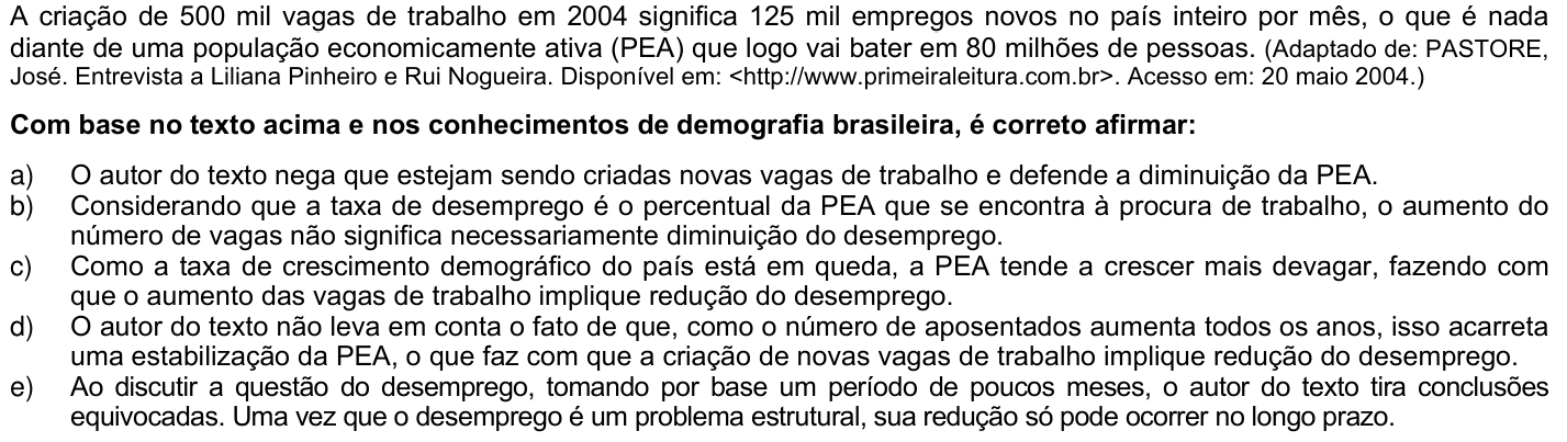 Questão 36 no caderno 1ª fase da UFPR 2005