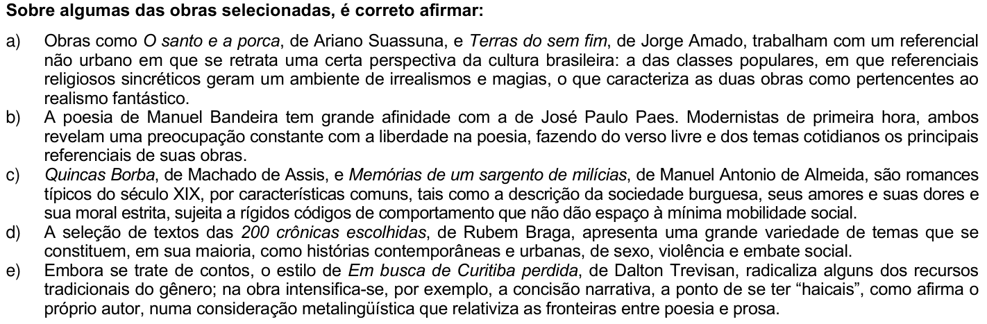 Questão 62 no caderno 1ª fase da UFPR 2005