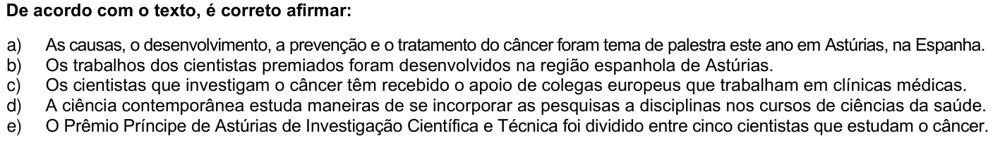 Questão 73 no caderno 1ª fase da UFPR 2005