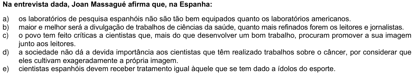 Questão 74 no caderno 1ª fase da UFPR 2005