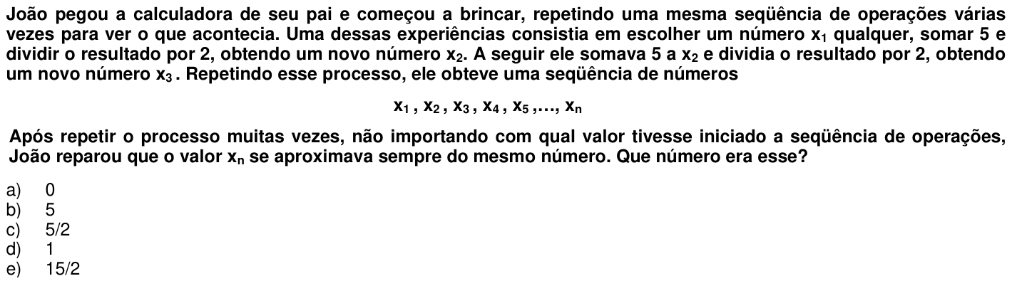 Questão 4 no caderno 1ª fase da UFPR 2006