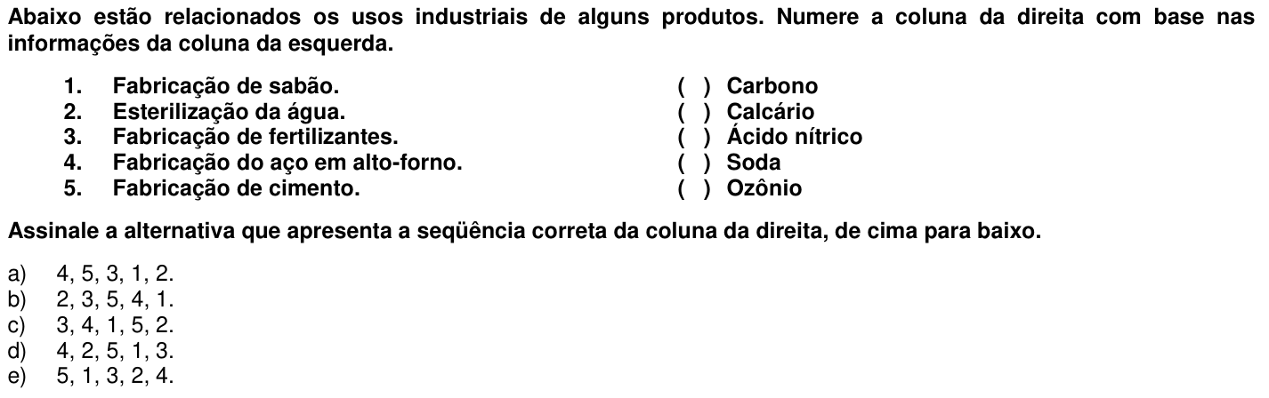 Questão 25 no caderno 1ª fase da UFPR 2006