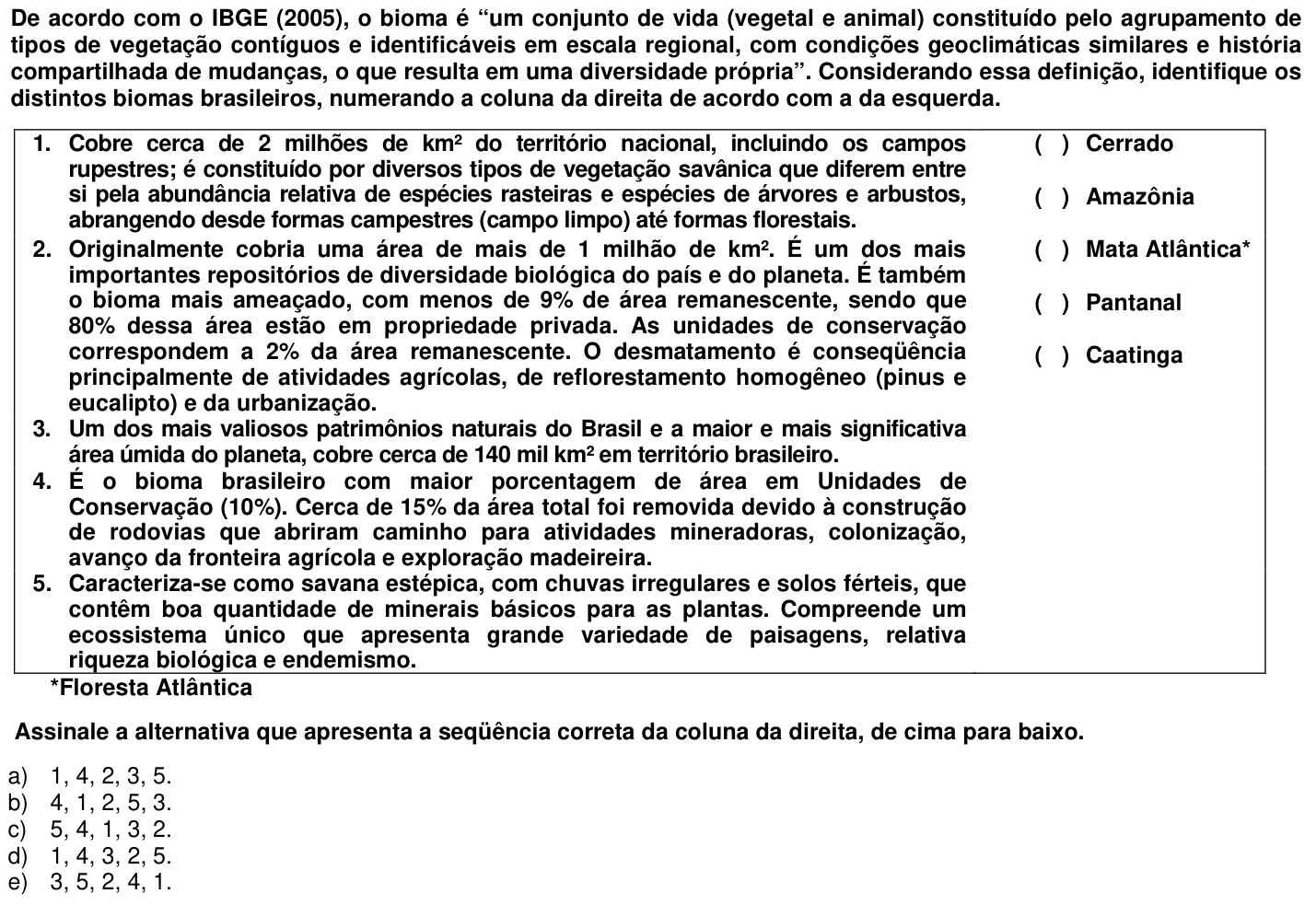 Questão 36 no caderno 1ª fase da UFPR 2006