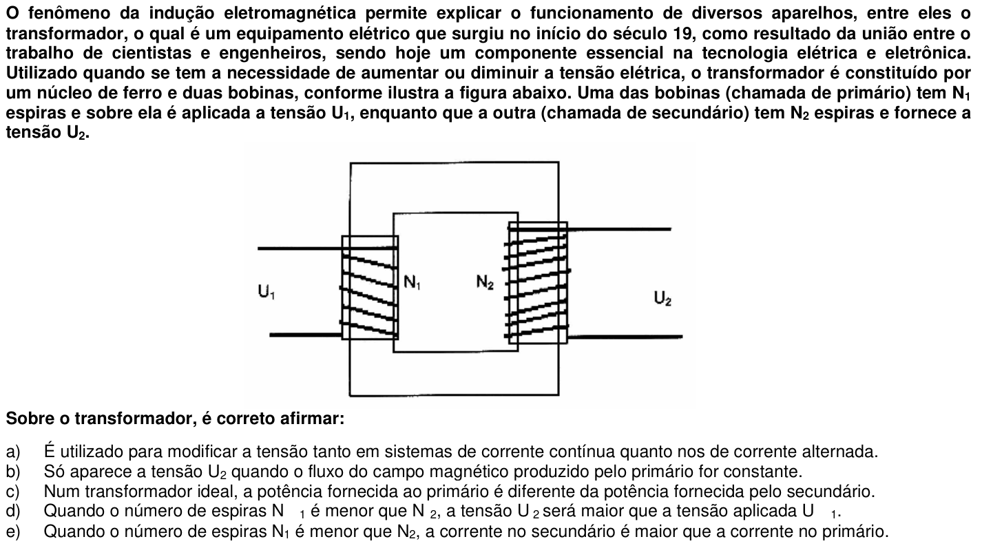 Questão 44 no caderno 1ª fase da UFPR 2006
