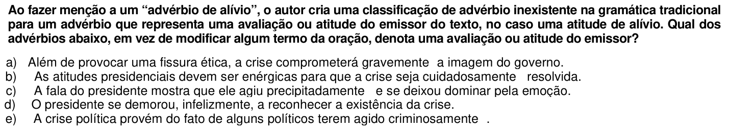 Questão 54 no caderno 1ª fase da UFPR 2006