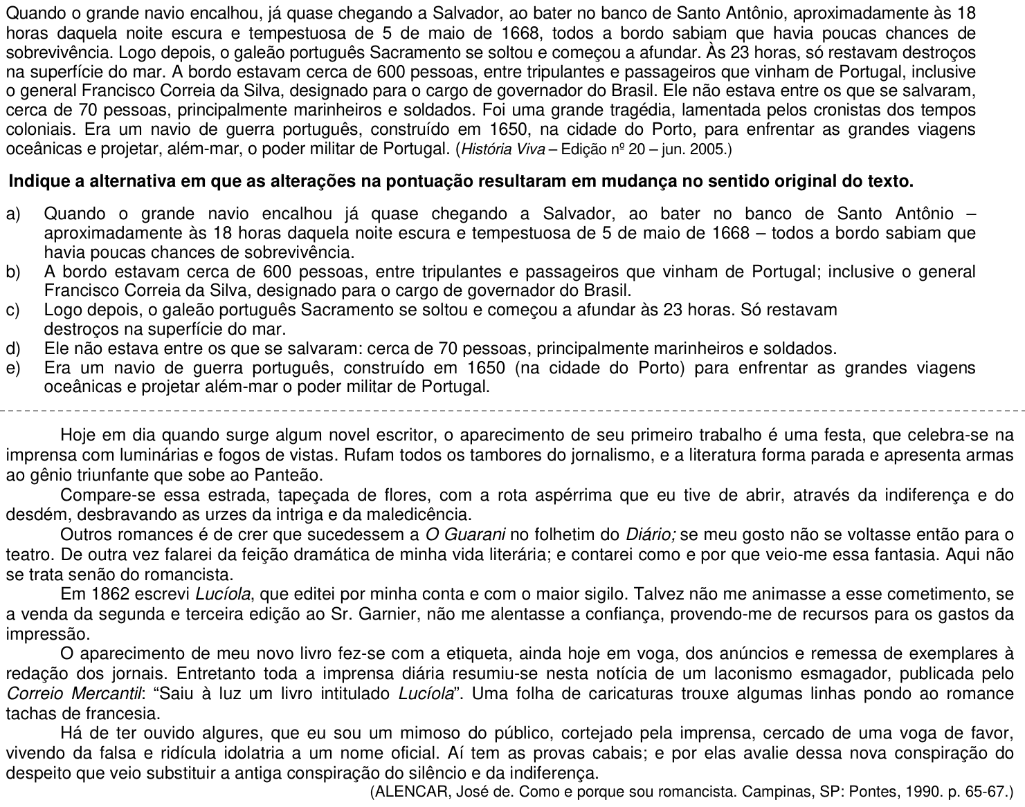 Questão 57 no caderno 1ª fase da UFPR 2006