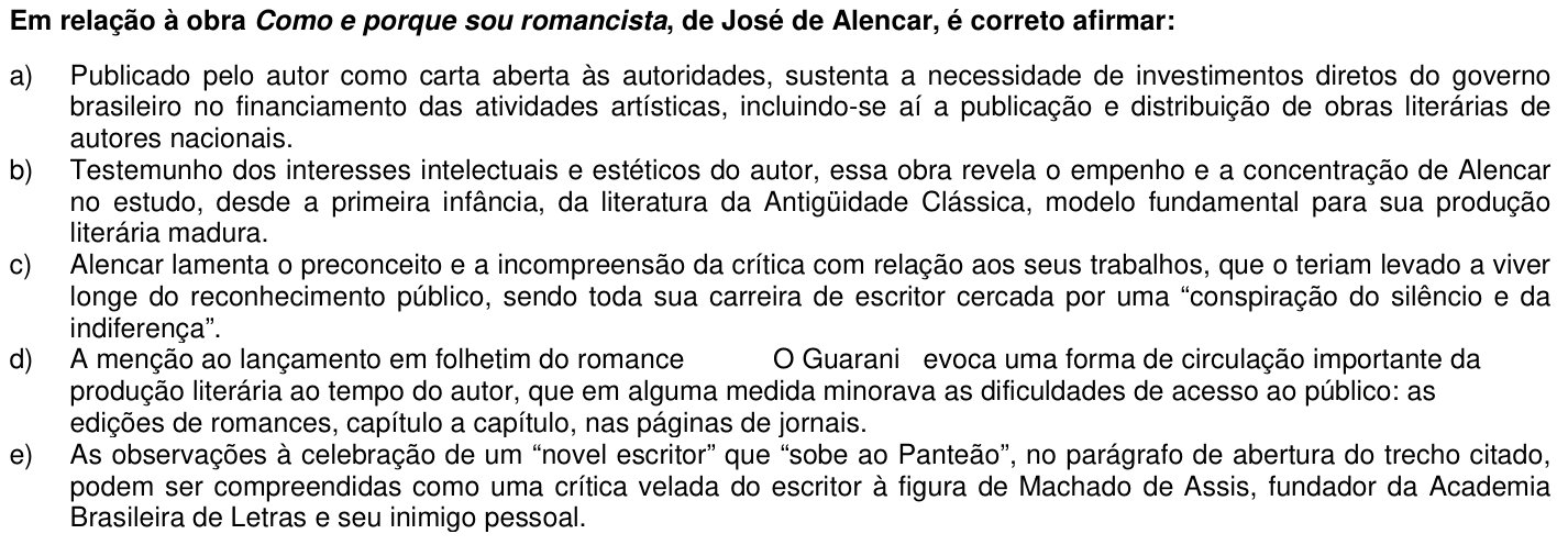 Questão 58 no caderno 1ª fase da UFPR 2006