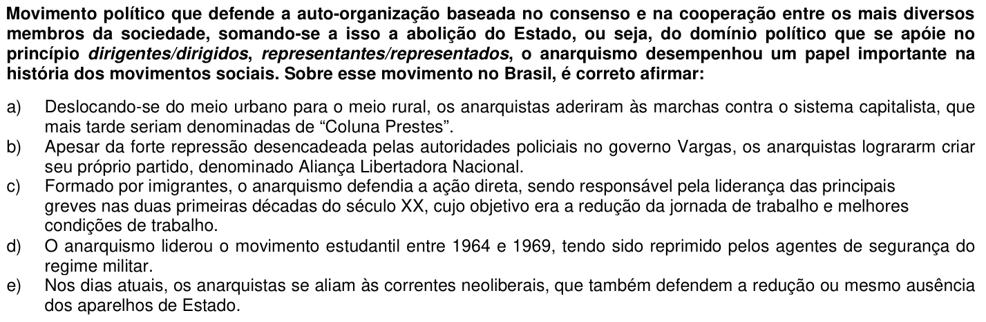Questão 70 no caderno 1ª fase da UFPR 2006