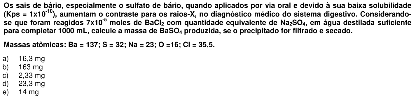 Questão 19 no caderno 1ª fase da UFPR 2007