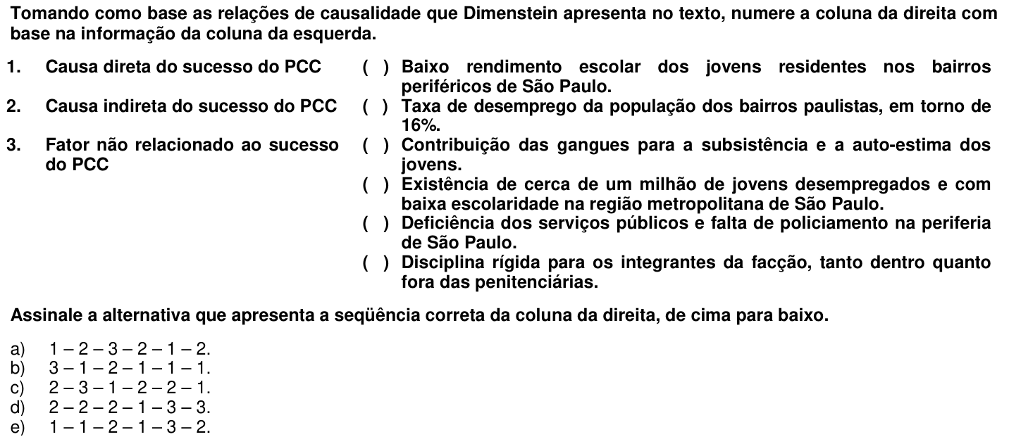 Questão 49 no caderno 1ª fase da UFPR 2007