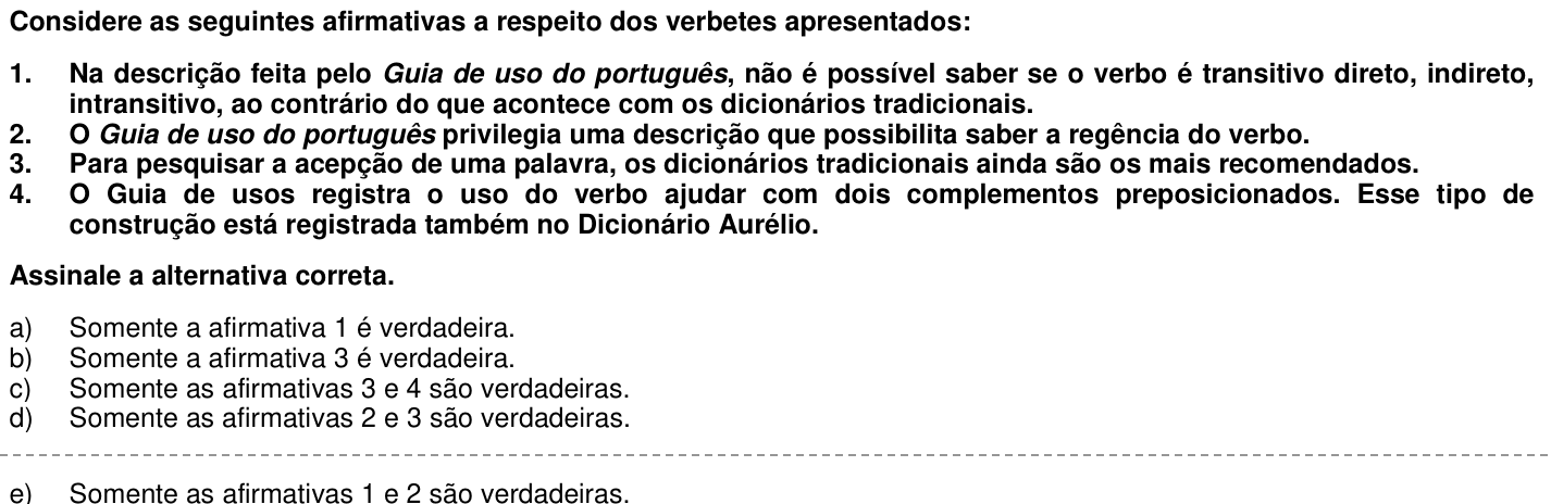 Questão 55 no caderno 1ª fase da UFPR 2007