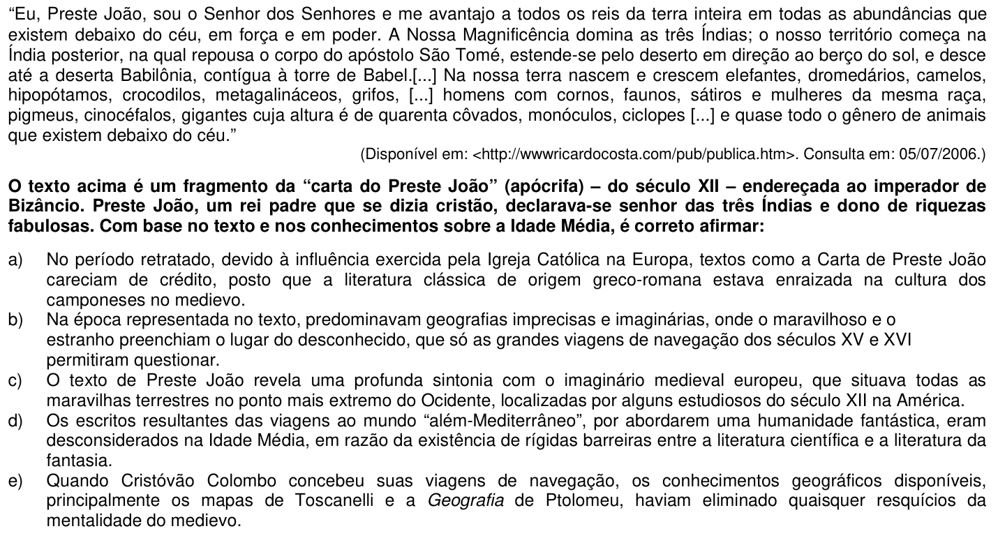 Questão 64 no caderno 1ª fase da UFPR 2007