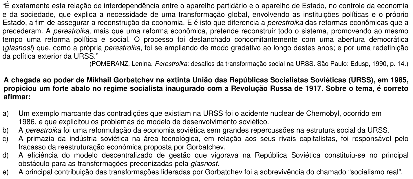 Questão 72 no caderno 1ª fase da UFPR 2007
