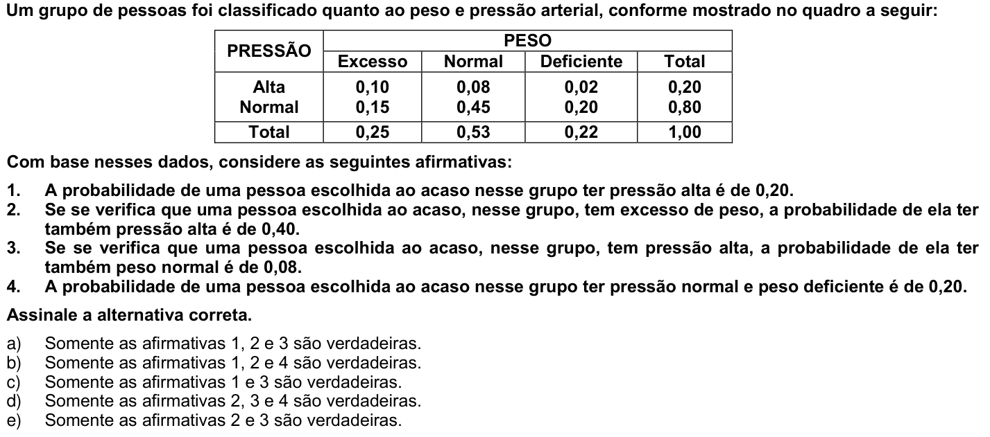 Questão 3 no caderno 1ª fase da UFPR 2008