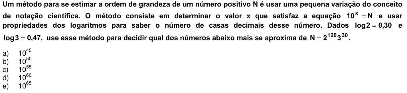 Questão 5 no caderno 1ª fase da UFPR 2008