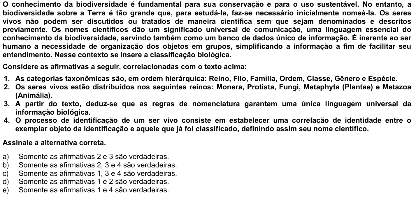 Questão 16 no caderno 1ª fase da UFPR 2008