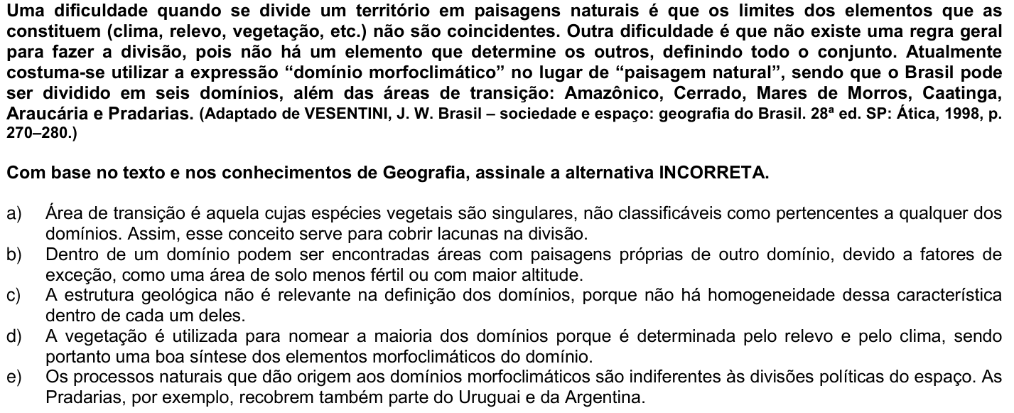 Questão 28 no caderno 1ª fase da UFPR 2008
