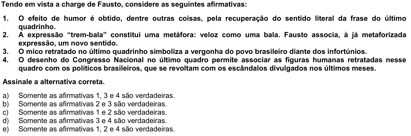 Questão 53 no caderno 1ª fase da UFPR 2008