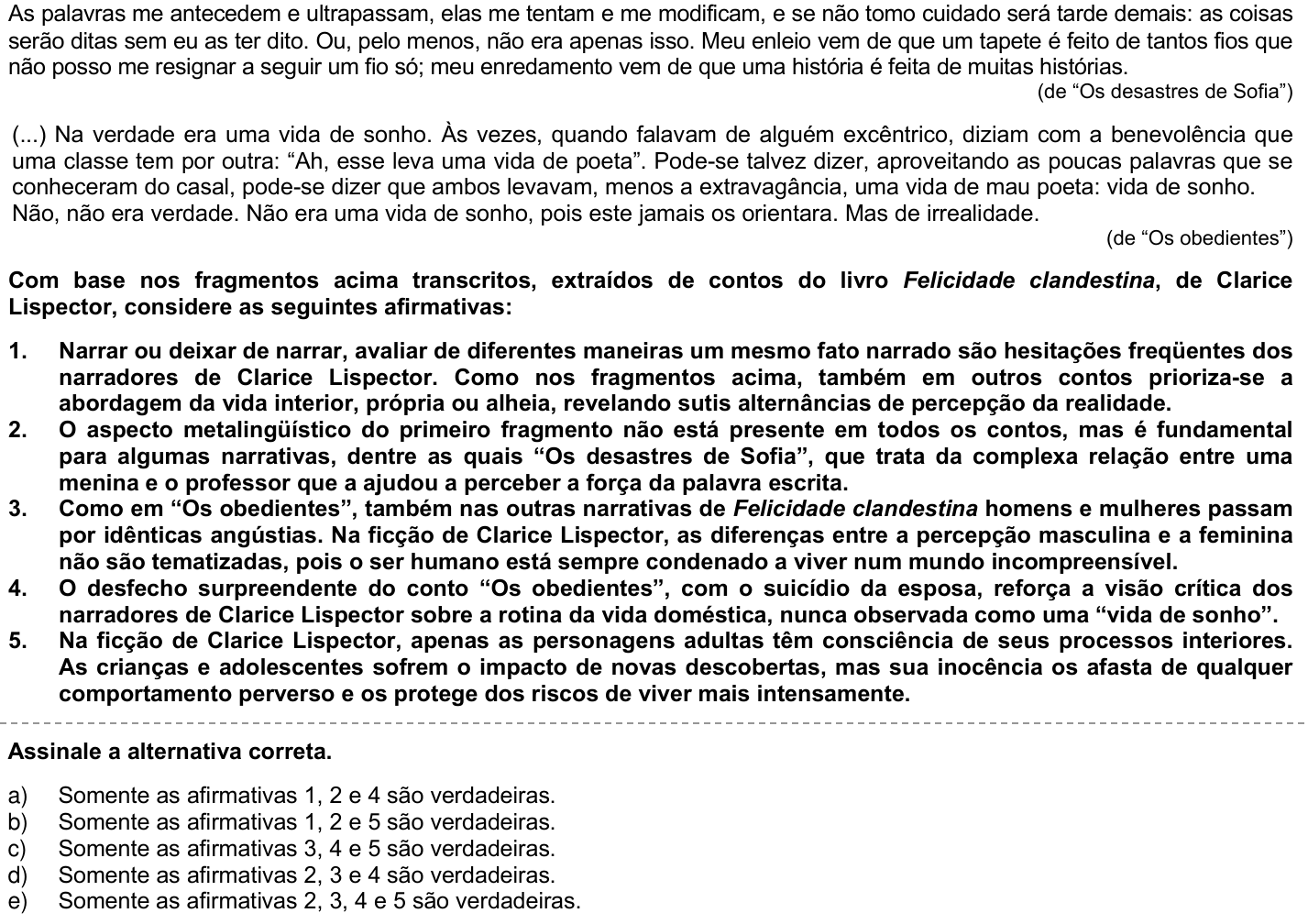 Questão 61 no caderno 1ª fase da UFPR 2008