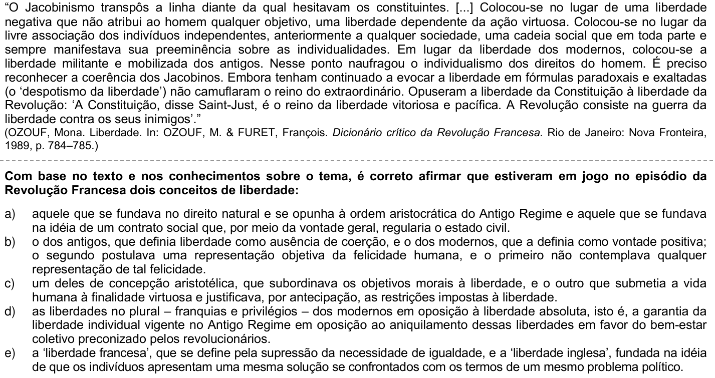 Questão 68 no caderno 1ª fase da UFPR 2008