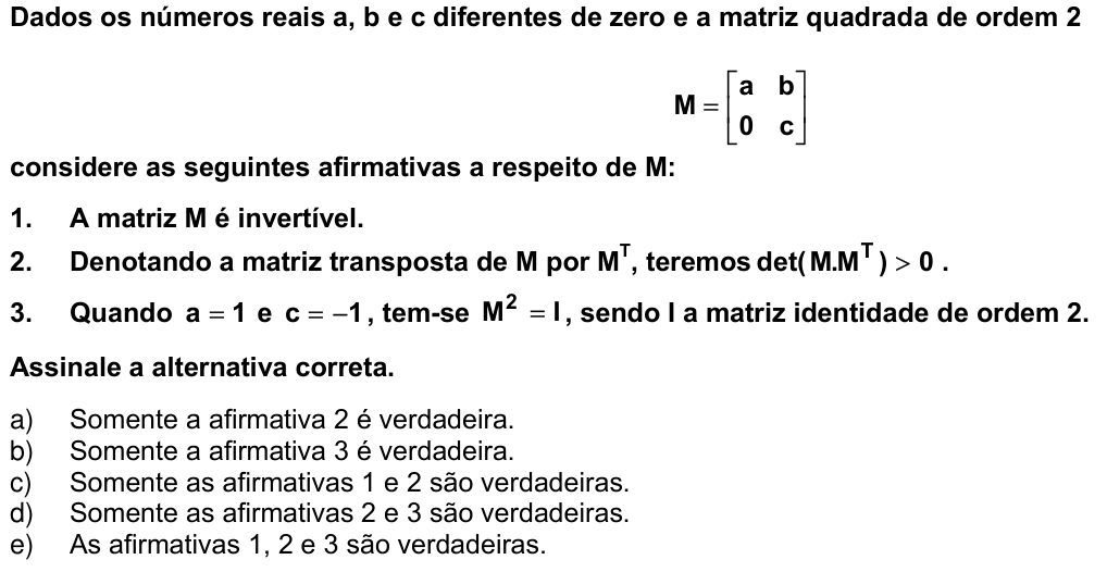 Questão 7 no caderno 1ª fase da UFPR 2009