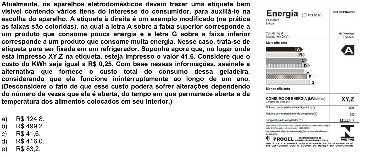 Questão 44 no caderno 1ª fase da UFPR 2009