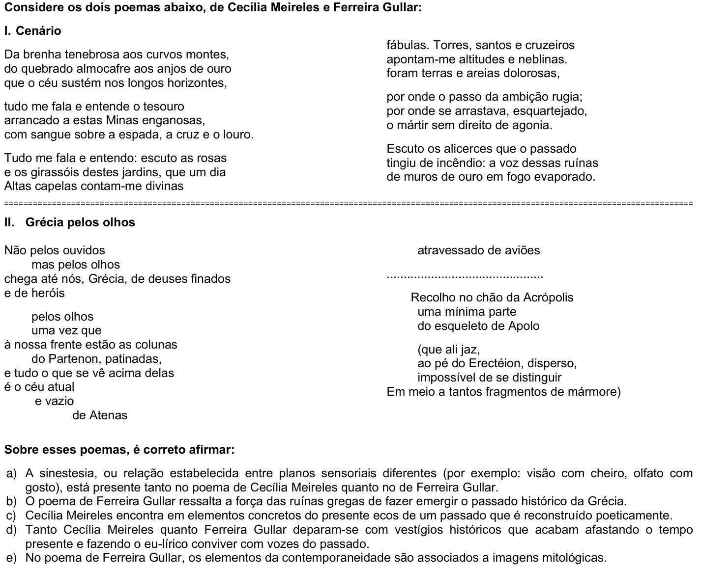 Questão 62 no caderno 1ª fase da UFPR 2009