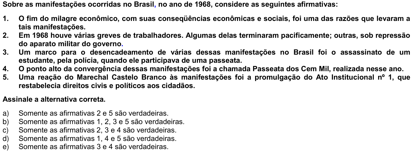 Questão 71 no caderno 1ª fase da UFPR 2009
