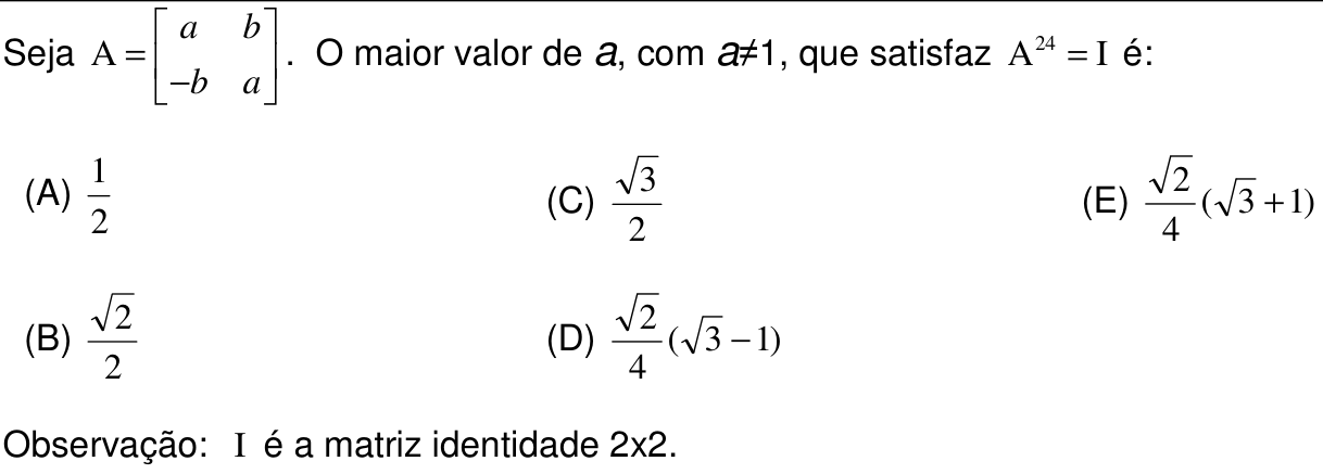 Questão 9 no caderno Prova objetiva do IME 2016