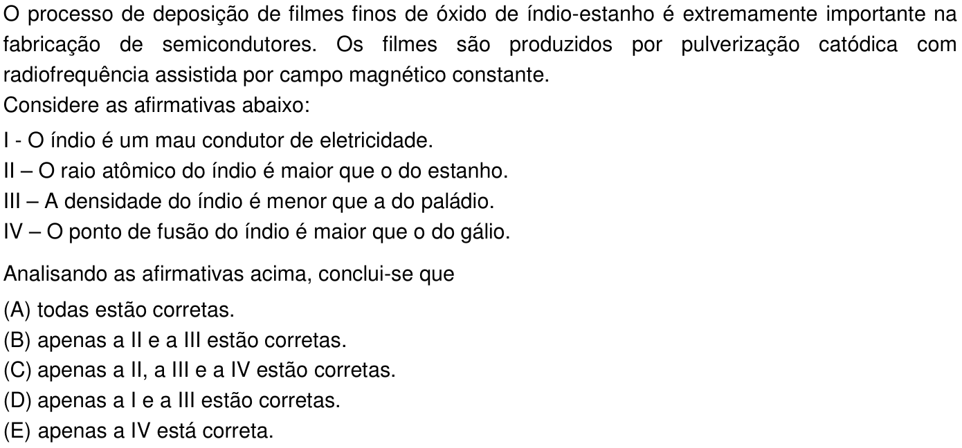 Questão 31 no caderno Prova objetiva do IME 2016