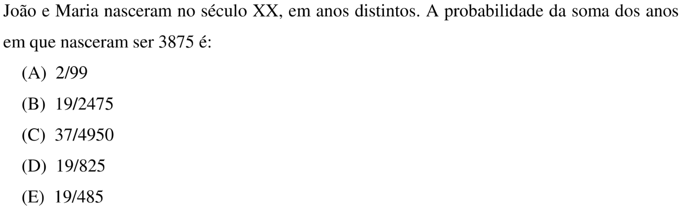 Questão 5 no caderno Prova objetiva do IME 2018