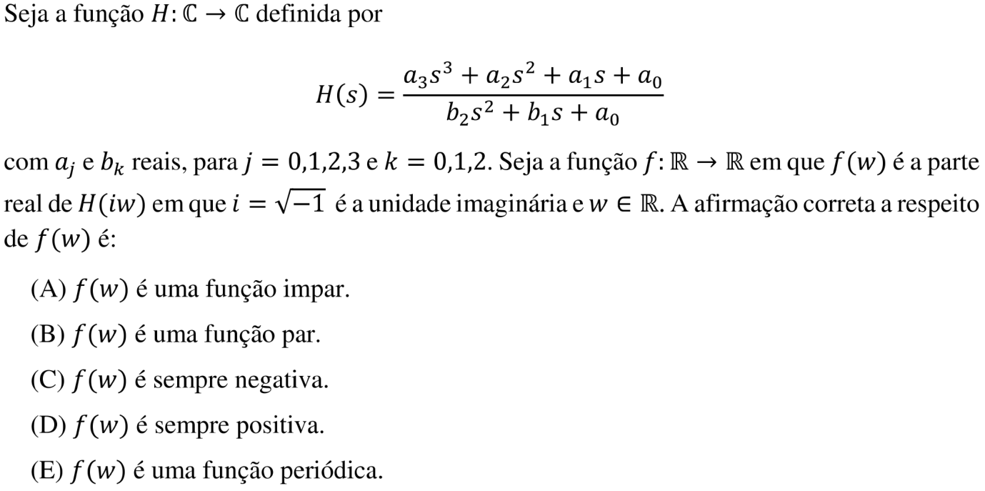 Questão 8 no caderno Prova objetiva do IME 2018