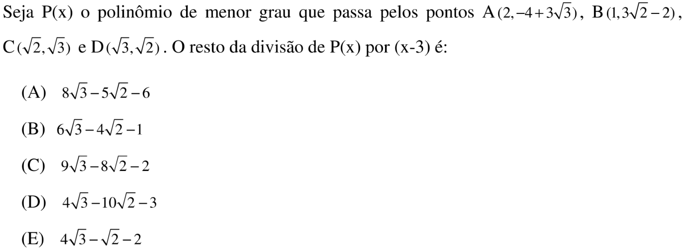 Questão 9 no caderno Prova objetiva do IME 2018