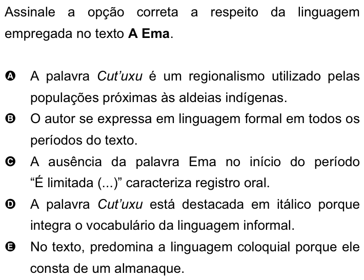 Questão 2 no caderno Amarela do ENEM 2008
