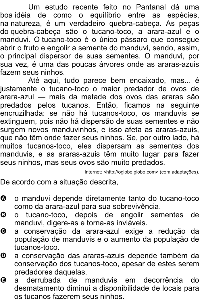 Questão 10 no caderno Amarela do ENEM 2008