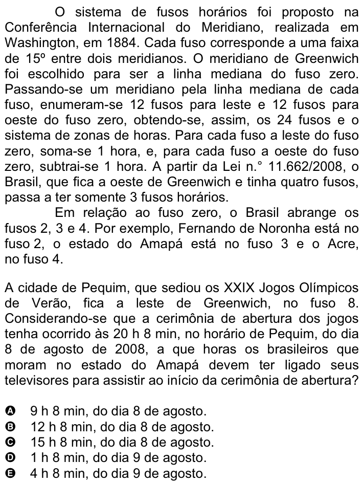 Questão 16 no caderno Amarela do ENEM 2008