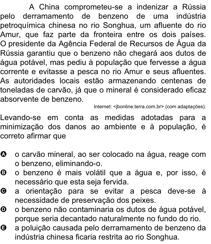 Questão 18 no caderno Amarela do ENEM 2008