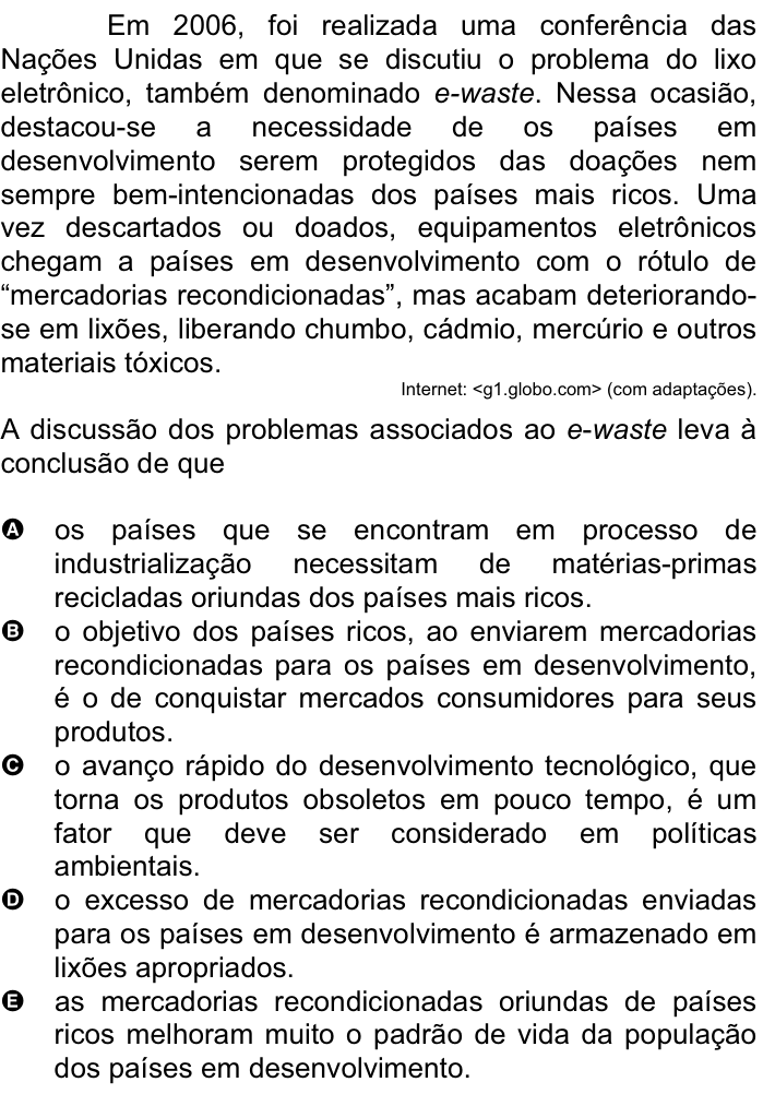 Questão 19 no caderno Amarela do ENEM 2008