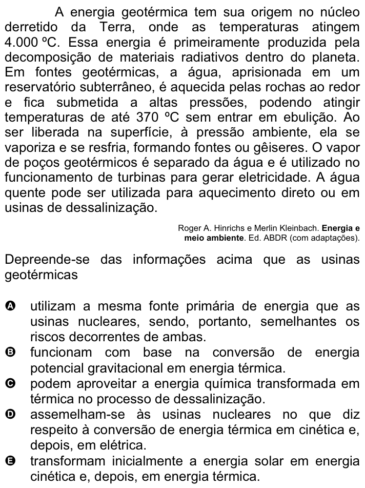 Questão 25 no caderno Amarela do ENEM 2008