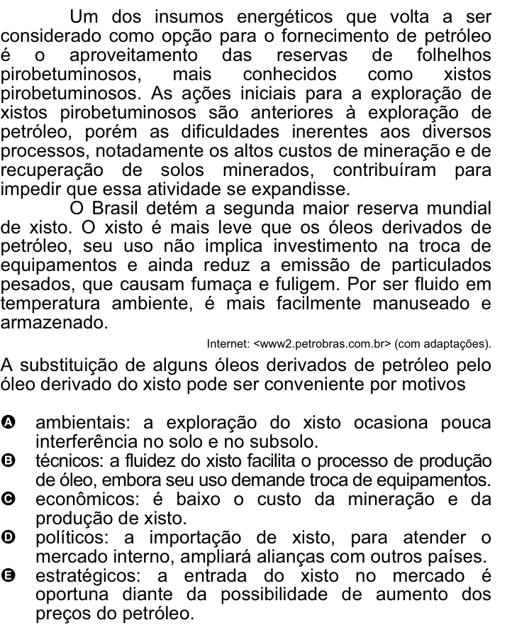 Questão 26 no caderno Amarela do ENEM 2008