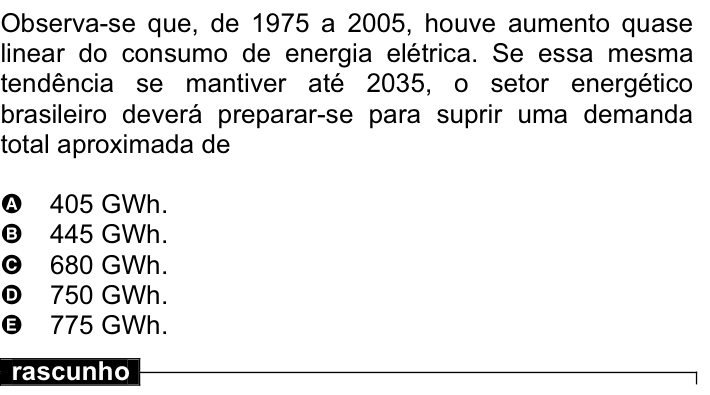 Questão 31 no caderno Amarela do ENEM 2008