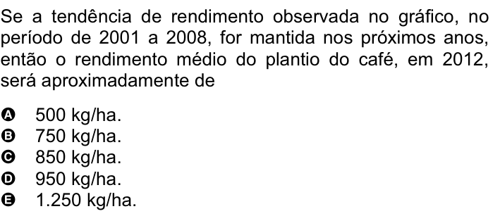 Questão 36 no caderno Amarela do ENEM 2008