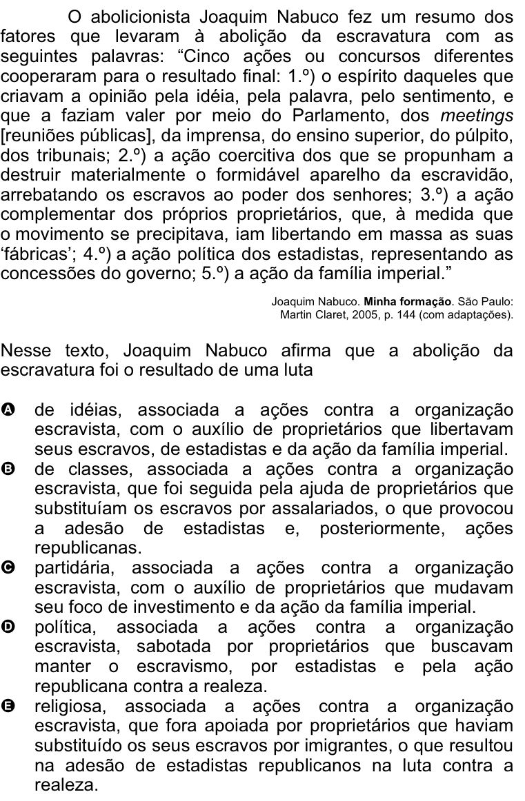 Questão 39 no caderno Amarela do ENEM 2008