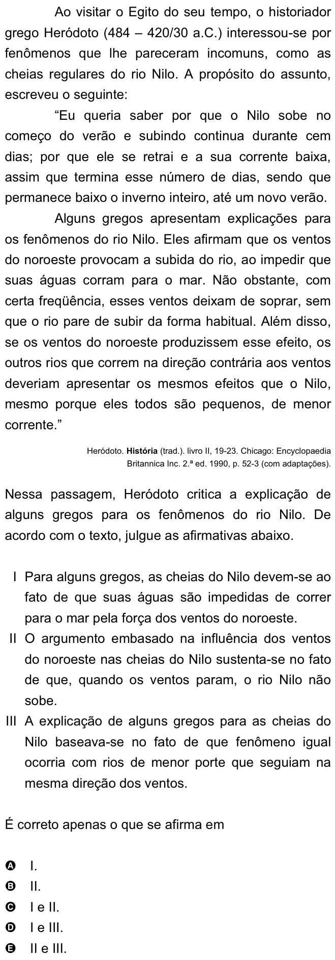 Questão 41 no caderno Amarela do ENEM 2008