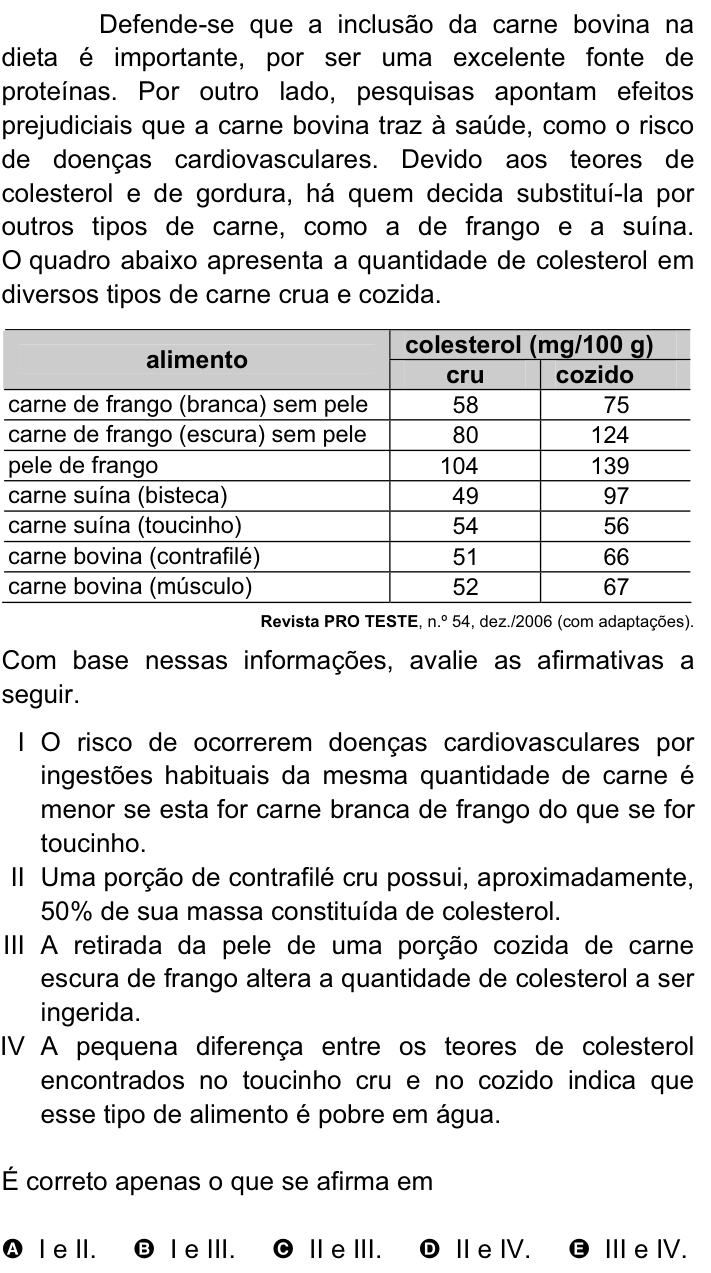 Questão 43 no caderno Amarela do ENEM 2008